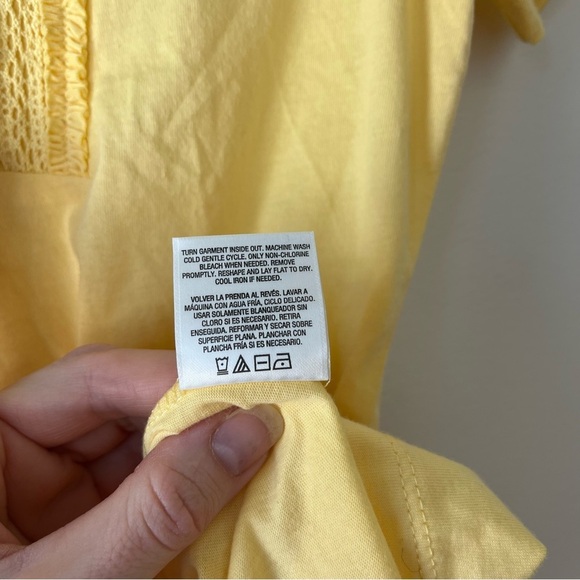 Lauren Scott yellow short sleeve iridescent  buttons spring Easter shirt small - Picture 5 of 10